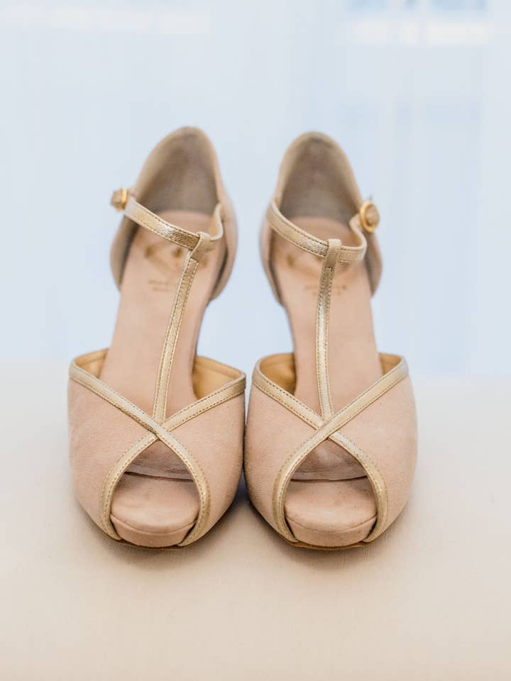 Beige Cotton Suede MARIELA CÓRDOBA women's luxury open toe sandals for wholesale on Faire2