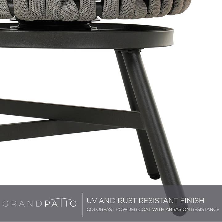 Outdoor Dining Chair Set of 3 Swivel Rope Armchairs Gray for wholesale on Faire8