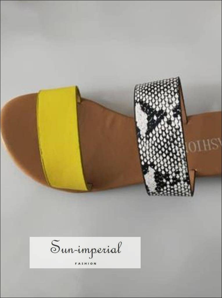 Sun Imperial - Wholesale Sandals - Women's - Leopard Flat Slide Sandals - Yellow - Comfortable and Soft3