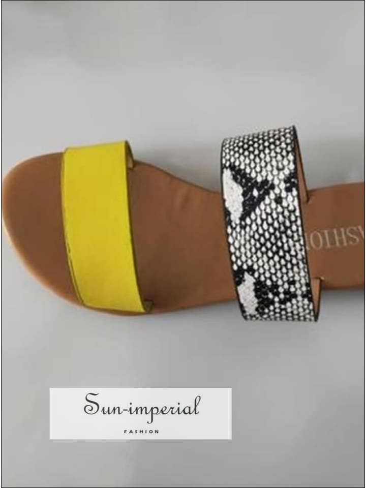 Sun Imperial - Wholesale Sandals - Women's - Leopard Flat Slide Sandals - Yellow - Comfortable and Soft3