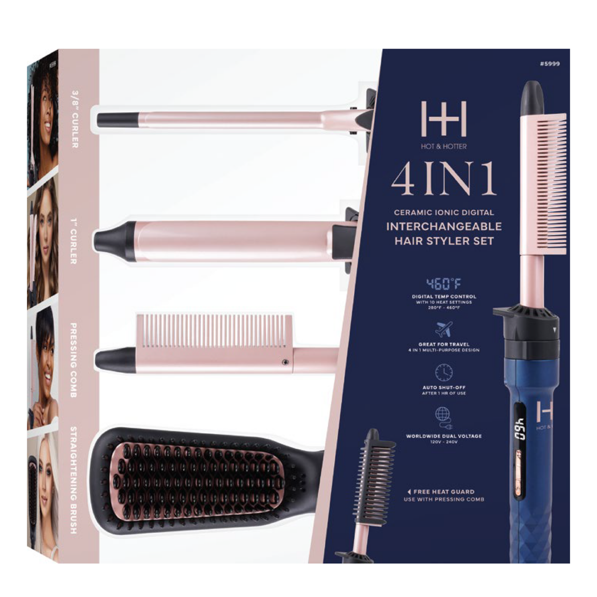 Annie International, Inc. - Wholesale Curling Iron/Wand - Hot & Hotter 4 in 1 Ceramic Digital Interchangeable Styler4
