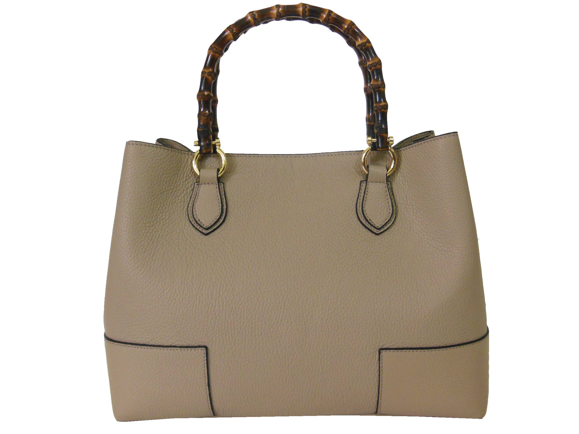 Canetti Roberto - Wholesale Top Handle Bag - Women's - LEATHER HANDBAG WITH BAMBOO HANDLES 1115