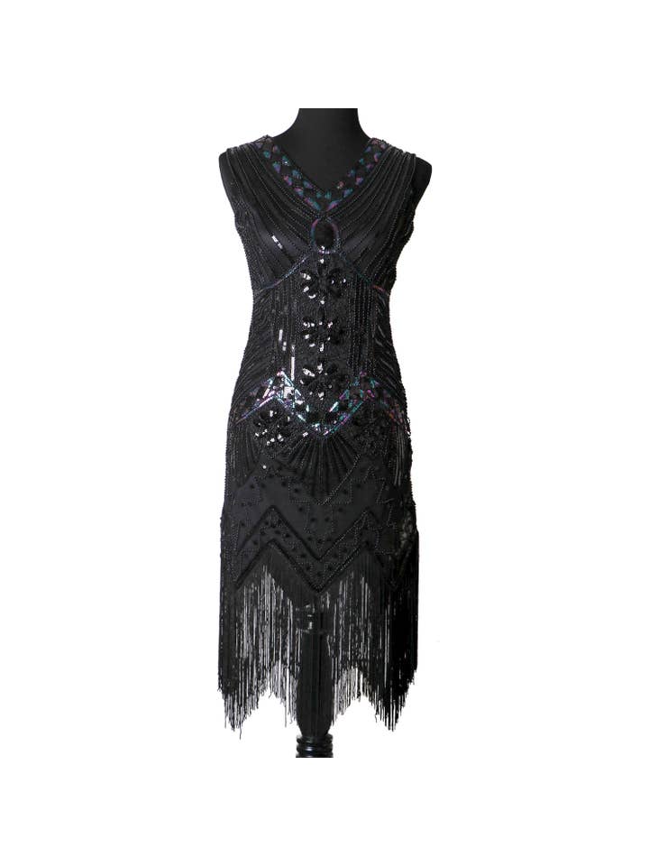 Western Fashion - Wholesale Dress - Women's - 2530 - Flapper Dress Art Deco - Silver Ab