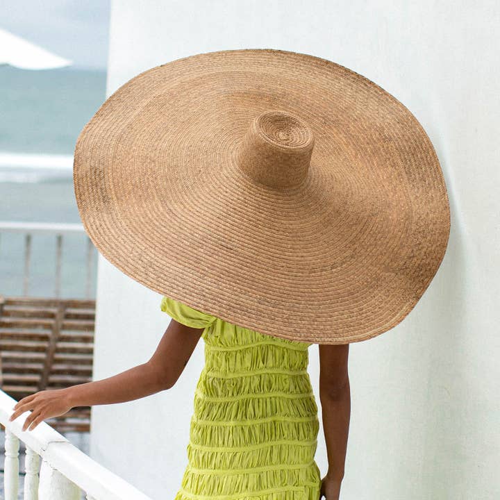 SOLANA Oversized Straw Hat In Toasted Beige for wholesale by Brunna Co