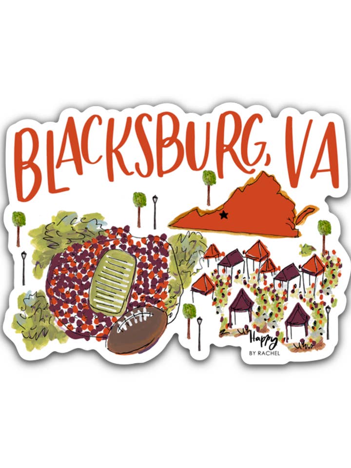 Blacksburg, VA Magnet for wholesale by Happy By Rachel, LLC