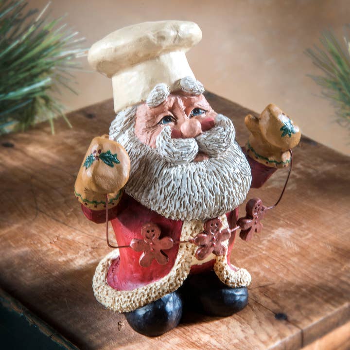 J Devlin Glass Art & Bert Anderson Collection - Wholesale Christmas Decoration - Chef Santa Christmas Figurine By Bert Anderson - MB 15