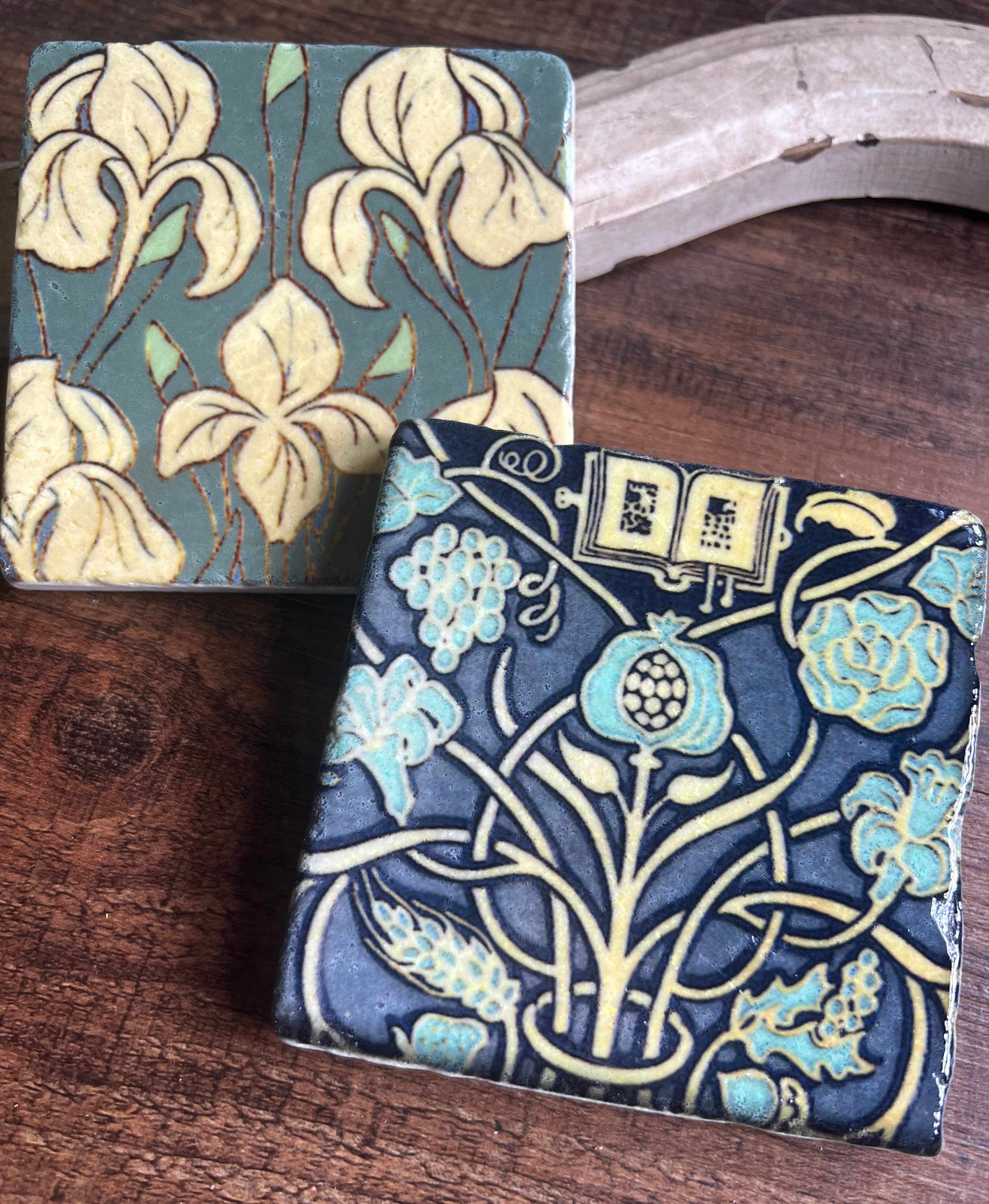 The Painted Lily - Wholesale Coasters - Blue Tapestry stone coasters - case of 41
