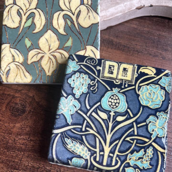 The Painted Lily - Wholesale Coasters - Blue Tapestry stone coasters - case of 41