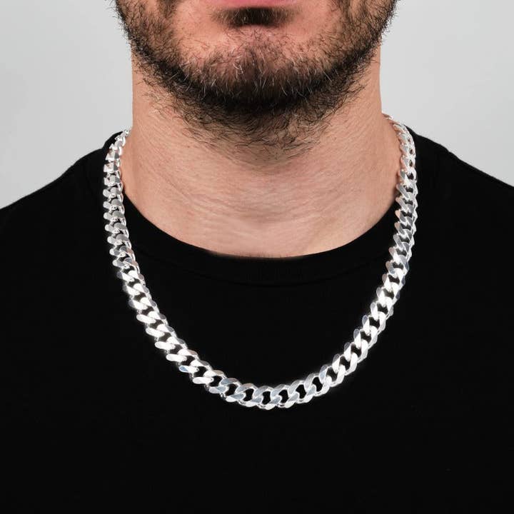 VN Jewellery – wholesale Link & chain necklace – Mens 11.5mm Heavy 925 Silver Cuban Curb Chain Necklace2