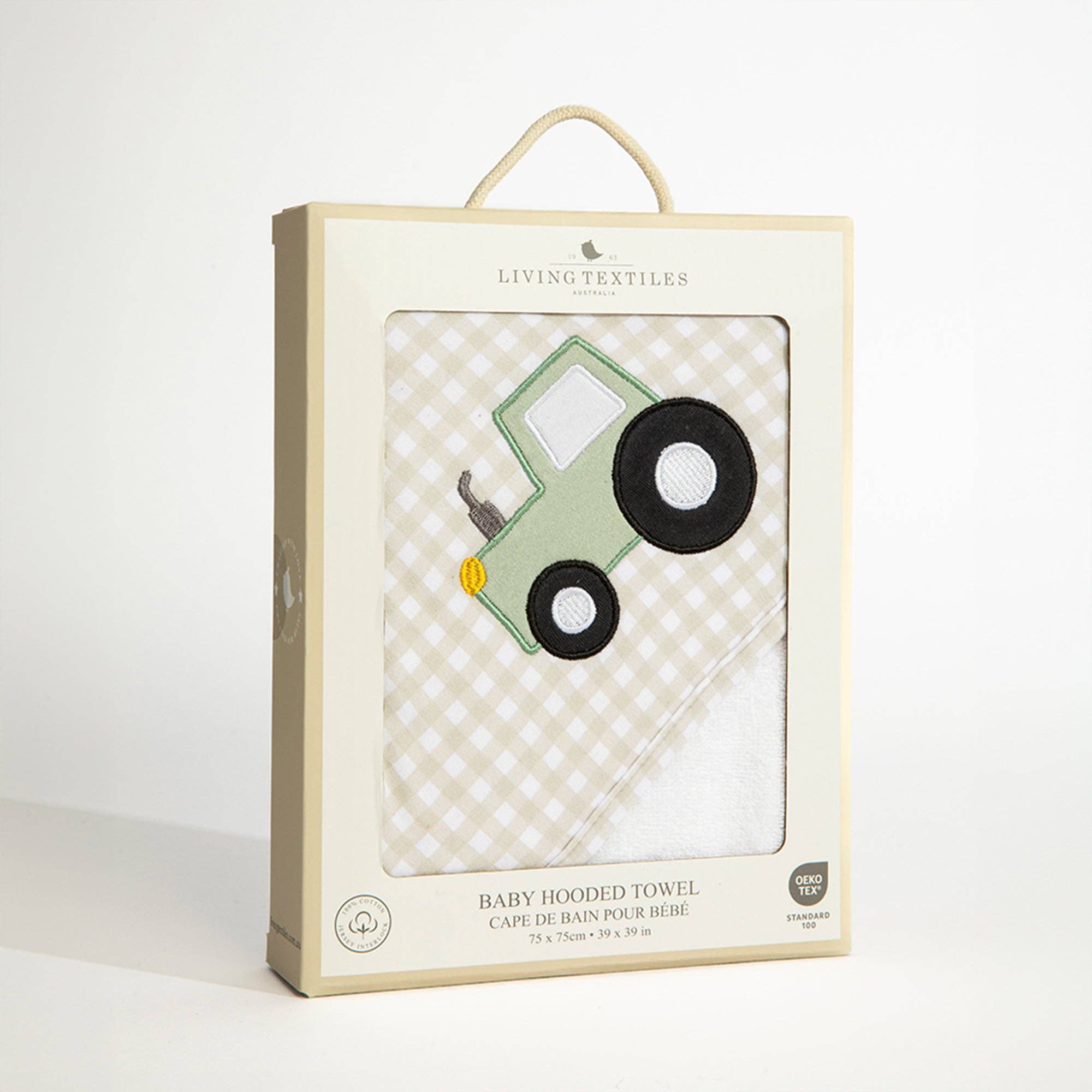 Living Textiles - Wholesale Hooded Towel - Kids & Baby - Hooded Towel - Tractor Ride5