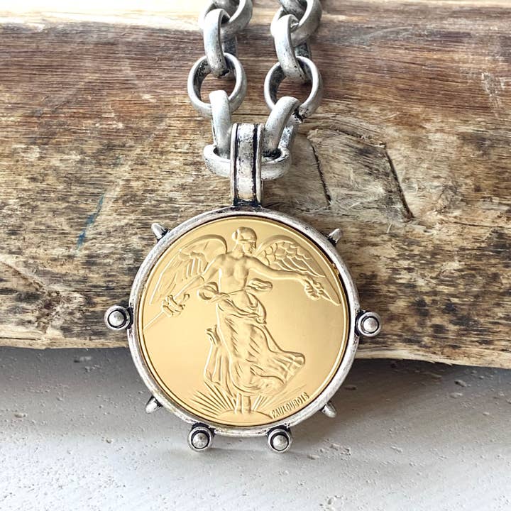 VB&CO Designs Handmade Jewelry - Wholesale Pendant/Charm Necklace - Medallion French Angel coin necklace boutique jewelry8