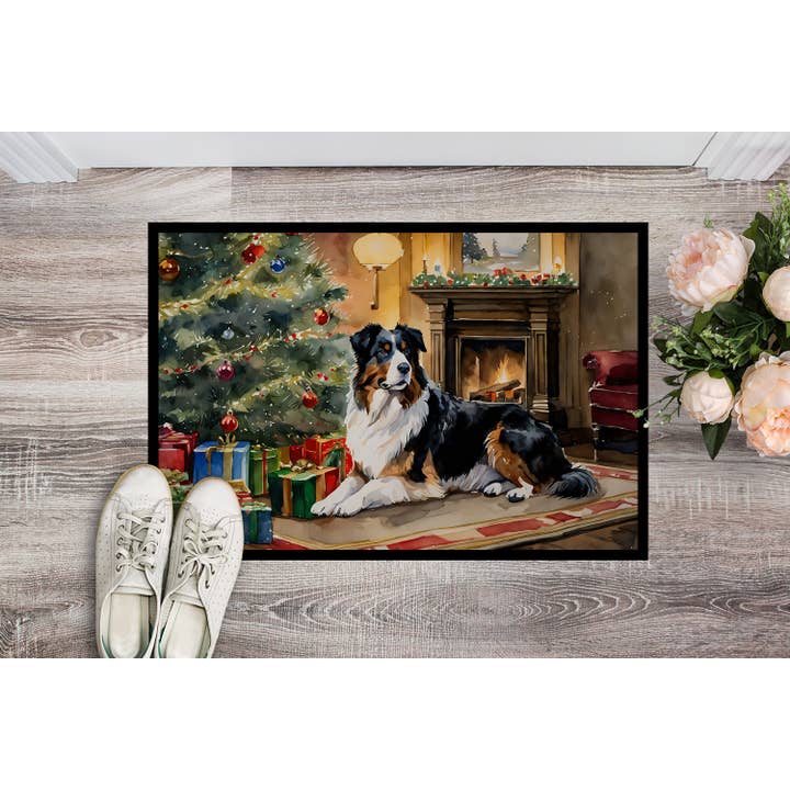 Australian Shepherd Cozy Christmas Doormat 24x36 DAC2600 for wholesale by Caroline's Treasures