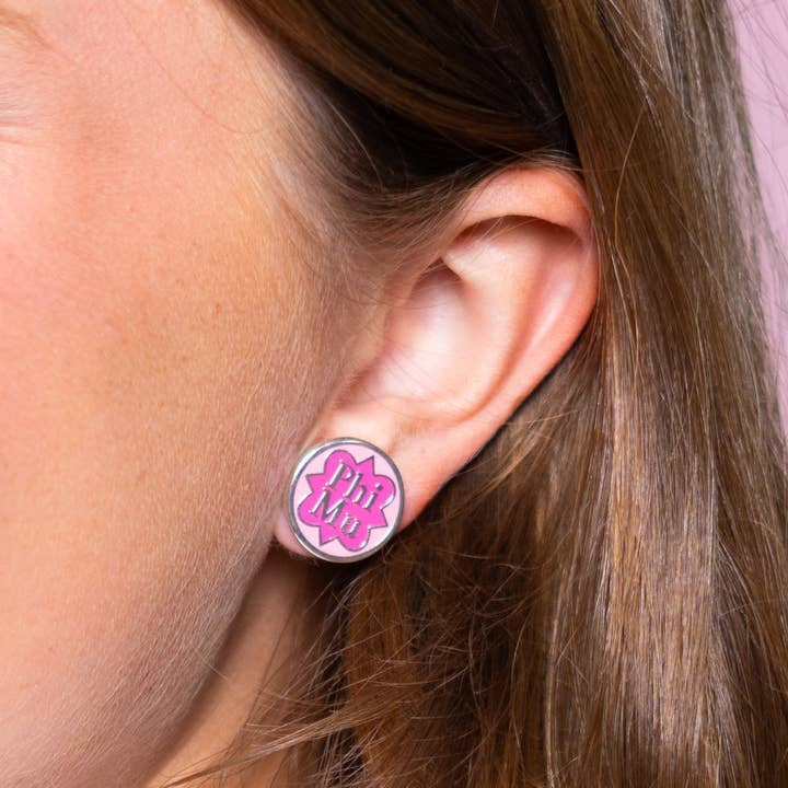 BOMB DESIGNS - Wholesale Stud/Post Earrings - Phi Mu (Licensed Greek) | Earrings (Silver)2
