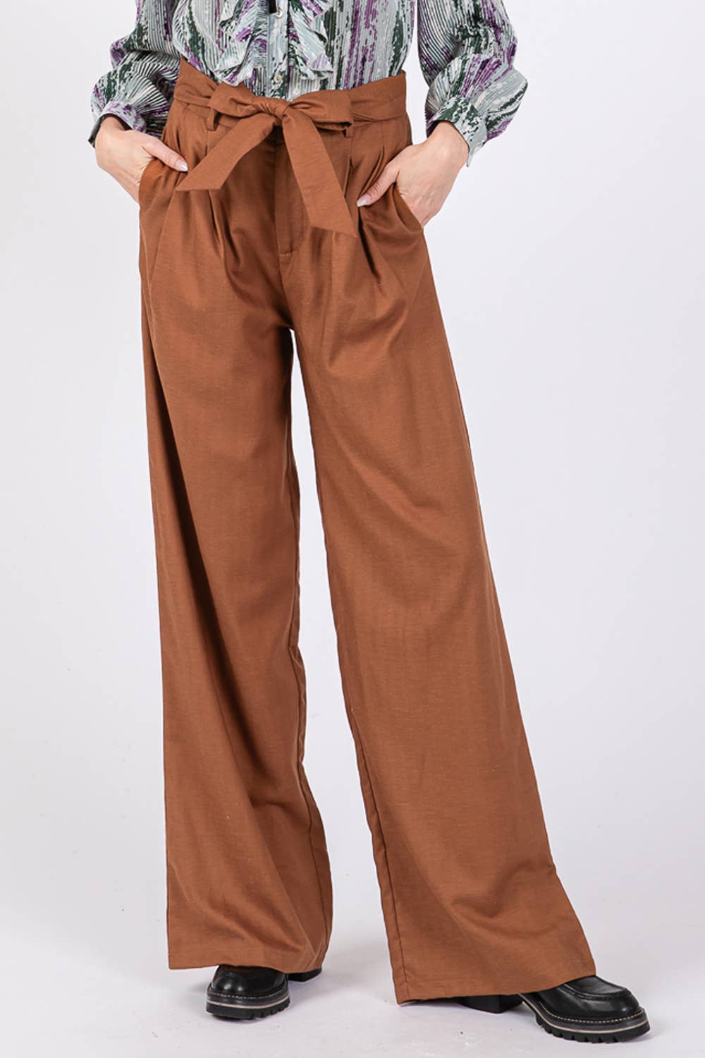 Sage + Fig - Wholesale Pants - Women's - HIGH WAIST BELTED PANTS (SP7328)5