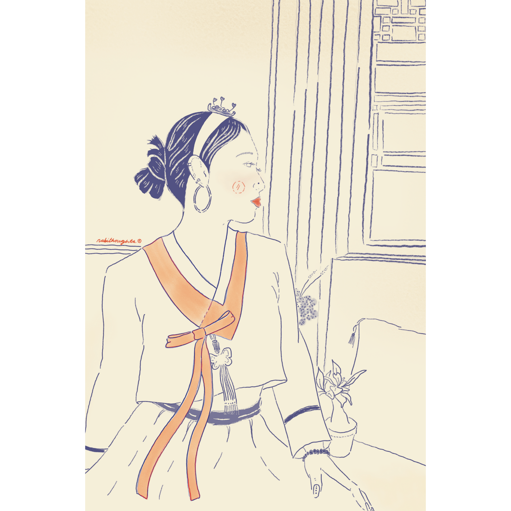 Nabithoughts - Wholesale Everyday Greeting Card - Byul, Hanbok (3) Folded Card by Nabithoughts1