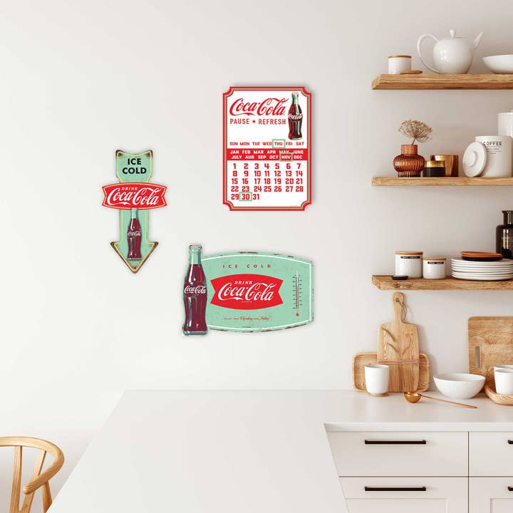 Open Road Brands, LLC - Wholesale Wall Accent - Coca-Cola Ice Cold Embossed Metal Wall Thermometer