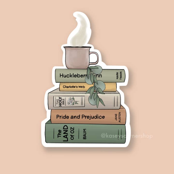 Adesivo de livros e café por atacado de Common Grace Print Shop