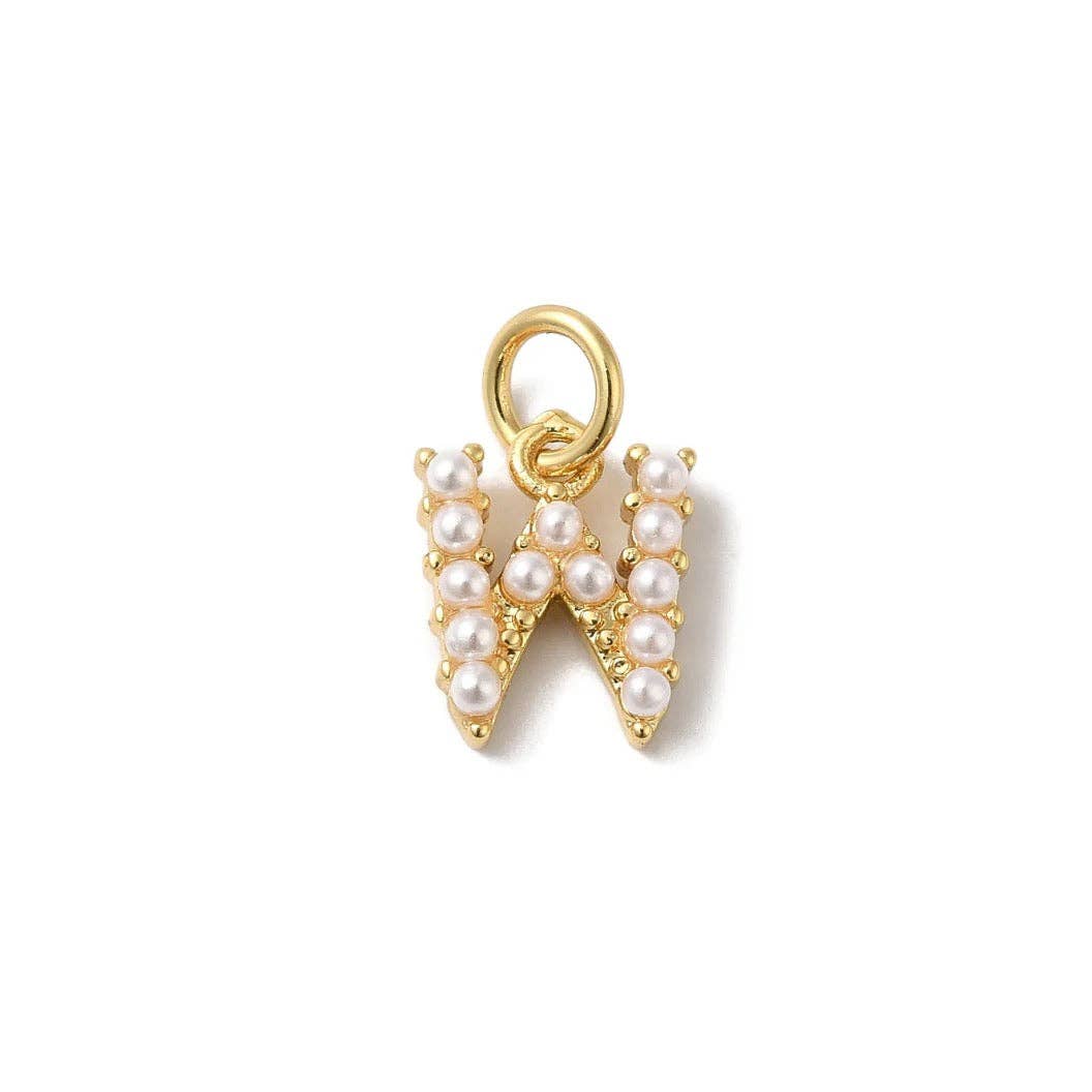 The Charm Bar Company - Wholesale Individual Charm/Pendant - Gold Large Pearl Initial Letter | Alphabet Charm22