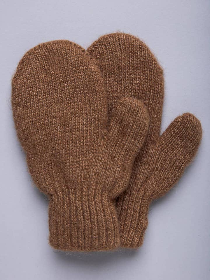 Brown Camel Wool Mittens for Children for wholesale by Mongulai