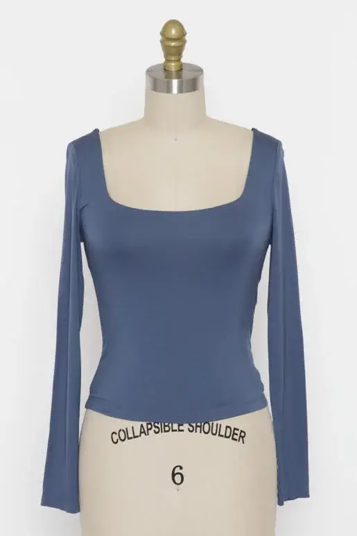 Final Touch - Wholesale Knit Top - Women's - Double Layered Square Neck Basic Top - T1710939