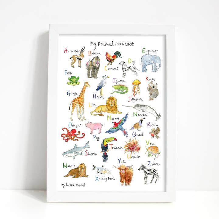 Mein Tieralphabet A3 Kunstdruck für den Großhandel von Lizzie Martell Illustration