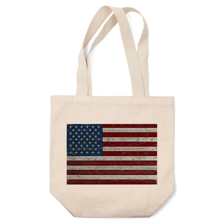ORGANIC TOTE BAGS Distressed American Flag for wholesale by Lantern Press