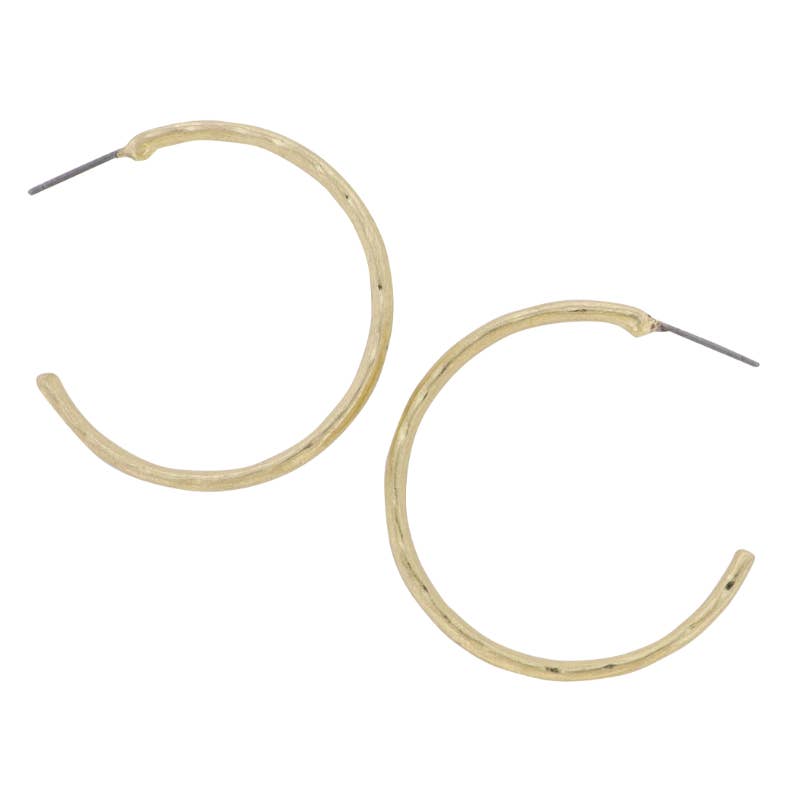 Jane Marie - Wholesale Dangle Earrings - Gold Hammered Hoop Earring0