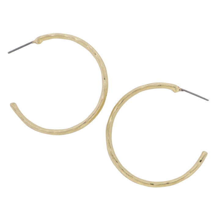 Jane Marie - Wholesale Dangle Earrings - Gold Hammered Hoop Earring