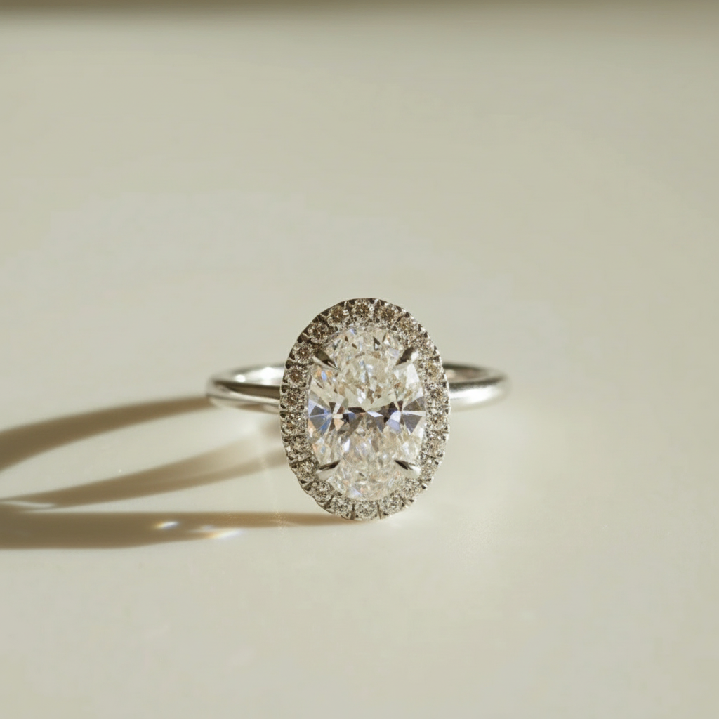 Triple C Diamonds – wholesale Engagement ring – 2 to 3 Carat Oval Cut Single Halo 14K Solid Gold Solitaire Diamond Engagement Ring2