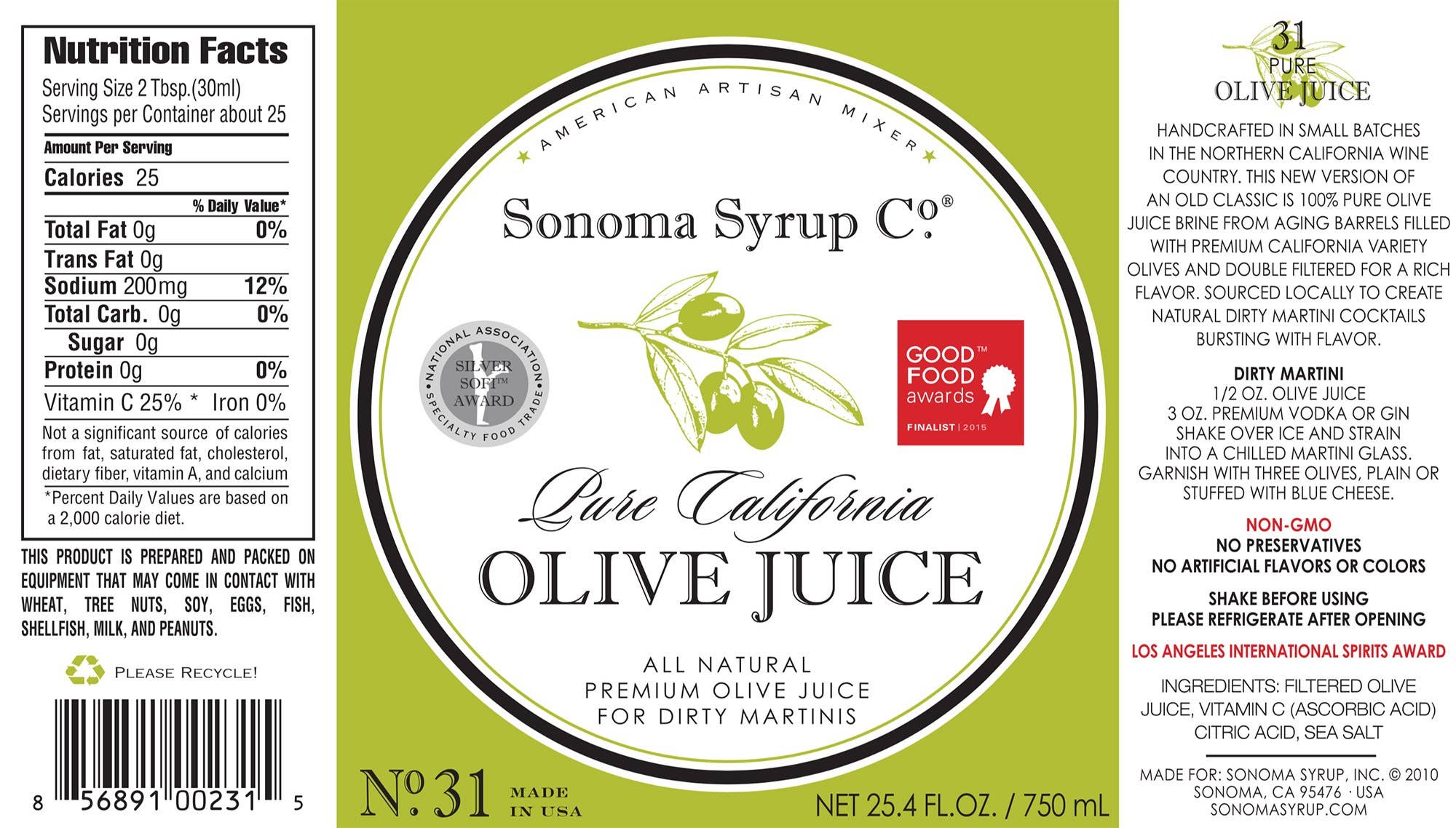 Sonoma Syrup Co. - Wholesale Olive Oil - 25.4 oz Pure Sonoma Olive Juice4