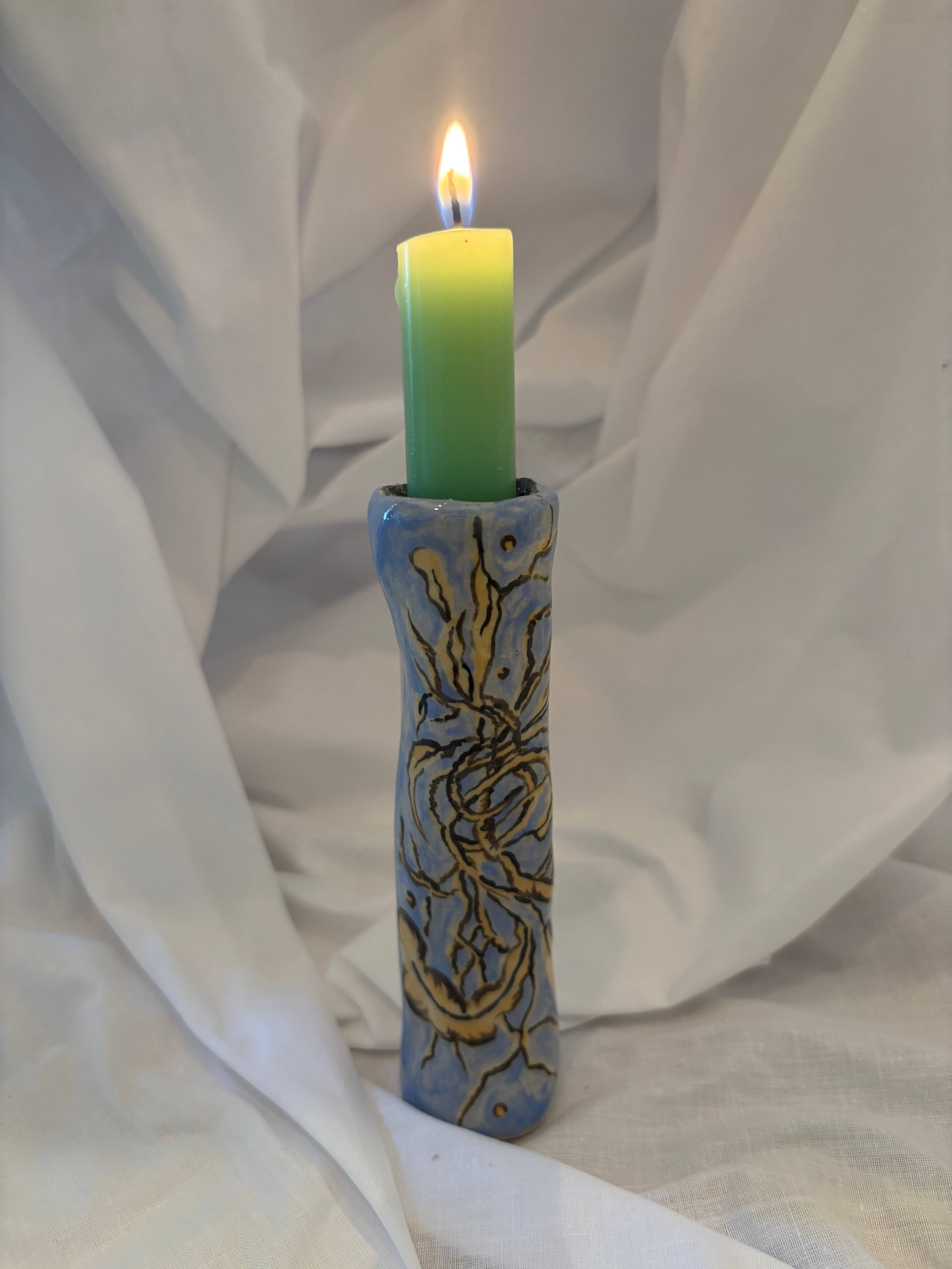 Tomekah George - Wholesale Candle Holder - handmade ceramic tall nature inspired candlestick