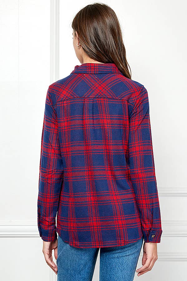 Veracci - Wholesale Button Down Shirt - Women's - Stretch button Up Women Plaid Sweater Shirt7