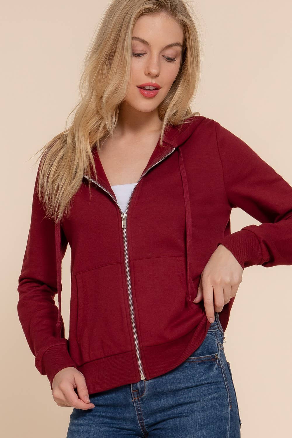 Active Basic | Active USA - Vendita all'ingrosso Felpa con cappuccio - Donna - Felpa con cappuccio e zip in French Terry con interno in pile spazzolato14