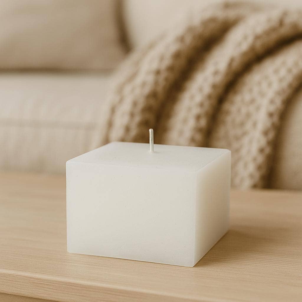 NHP International - Wholesale Pillar Candle - White Sempre rustic block candles 9x6cm2