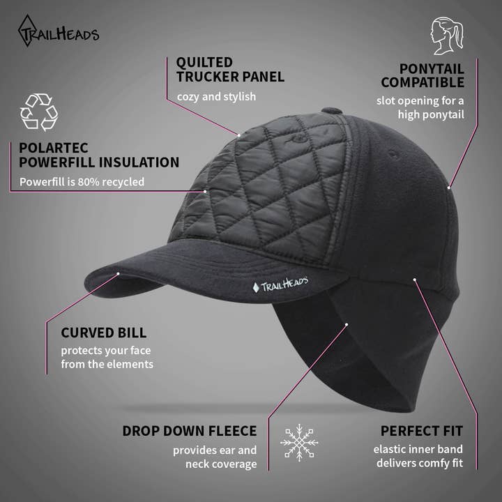 TrailHeads - Wholesale Ponytail Cap - Women's - Women's Ponytail Hat - Quilted Winter Trucker Hat