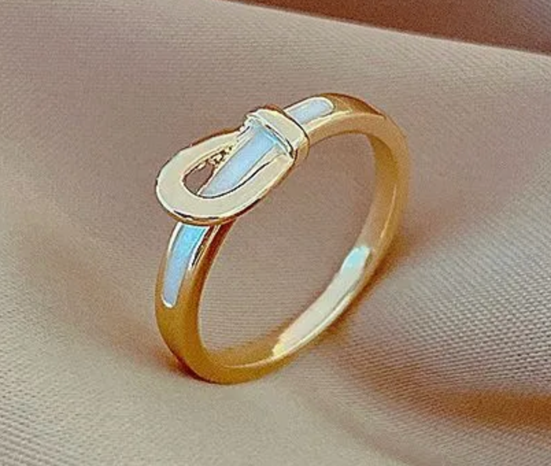 HoopLa – wholesale Band/stacked ring – Buckle UP- Stainless Steel Saddle Up Belt Ring- 14K Gold2