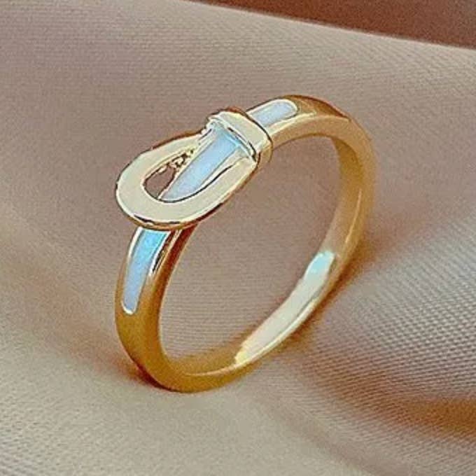 HoopLa - Wholesale Band/stacked ring - Buckle UP- Stainless Steel Saddle Up Belt Ring- 14K Gold2