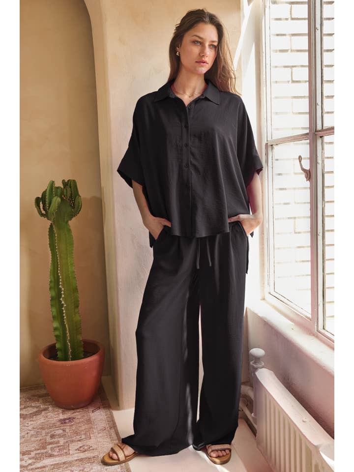 Oddi - Wholesale Top & Pant Set (NOT Loungewear) - Women's - Solid Airflow Shirt & Wide Leg Pants Set7
