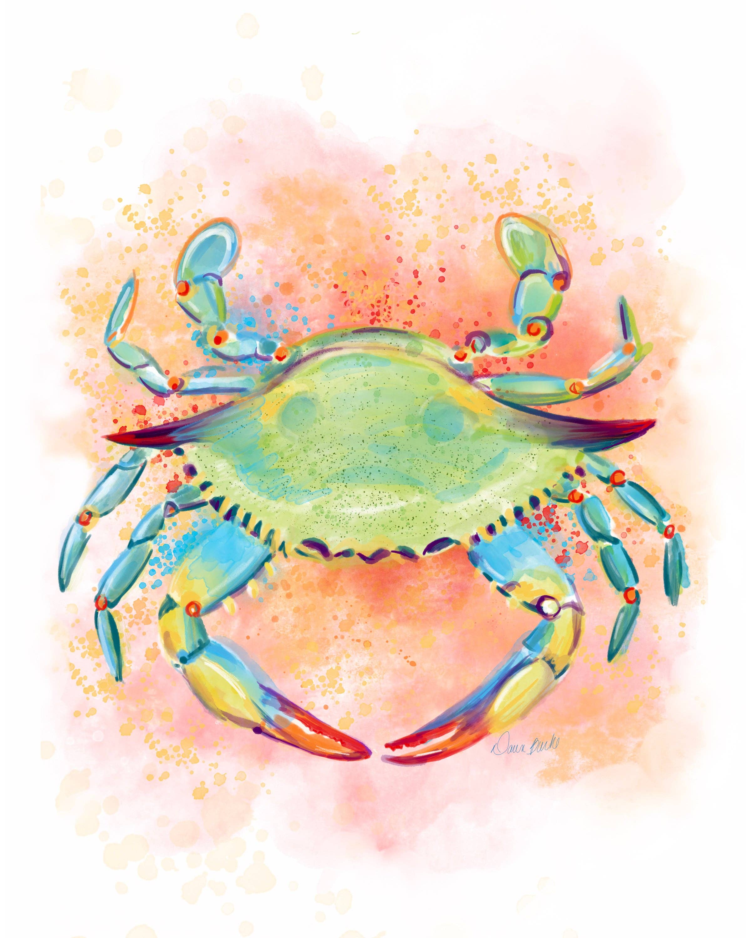 Dawn of Designs - Wholesale Art Print - Watercolor Crab Art Print0