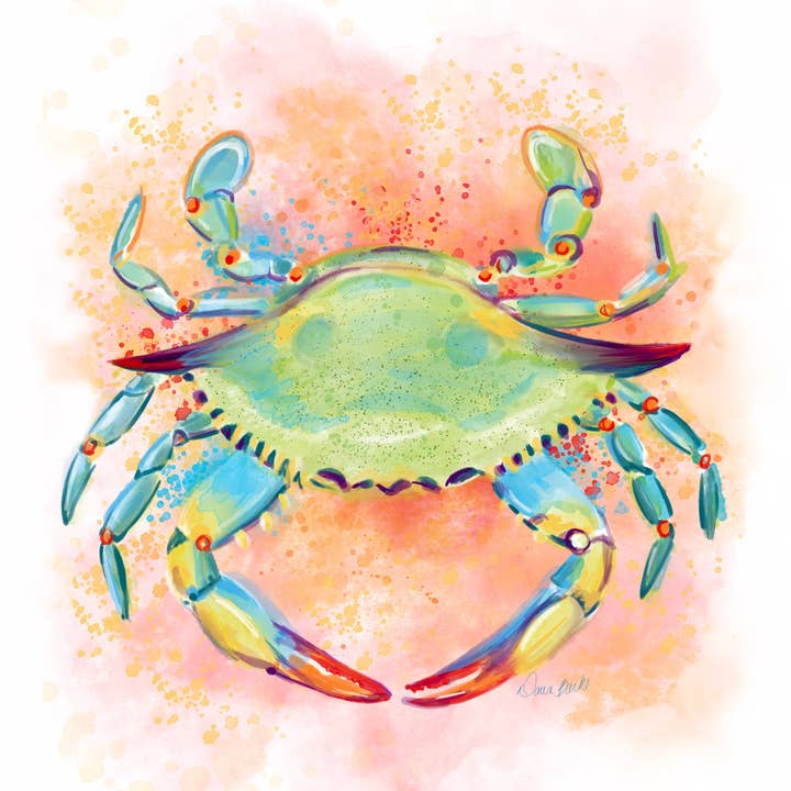Dawn of Designs - Wholesale Art Print - Watercolor Crab Art Print