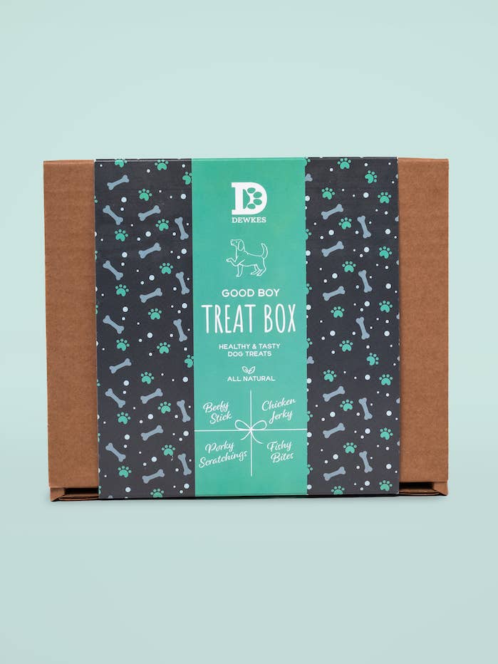 Good Boy Dog Treat Box – Playful, Natural Gifting for wholesale by Dewkes Snacks for Dogs