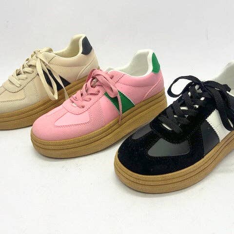 Wild Diva GALVIN-02 Women Color Contrast Lace Up Low Top Sneakers for wholesale by Mars Sky Shoes Wholesale