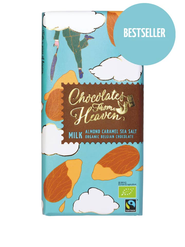 Cioccolatini dal cielo al latte di mandorle e sale (12X100G) per la vendita all'ingrosso da parte di Chocolates from Heaven