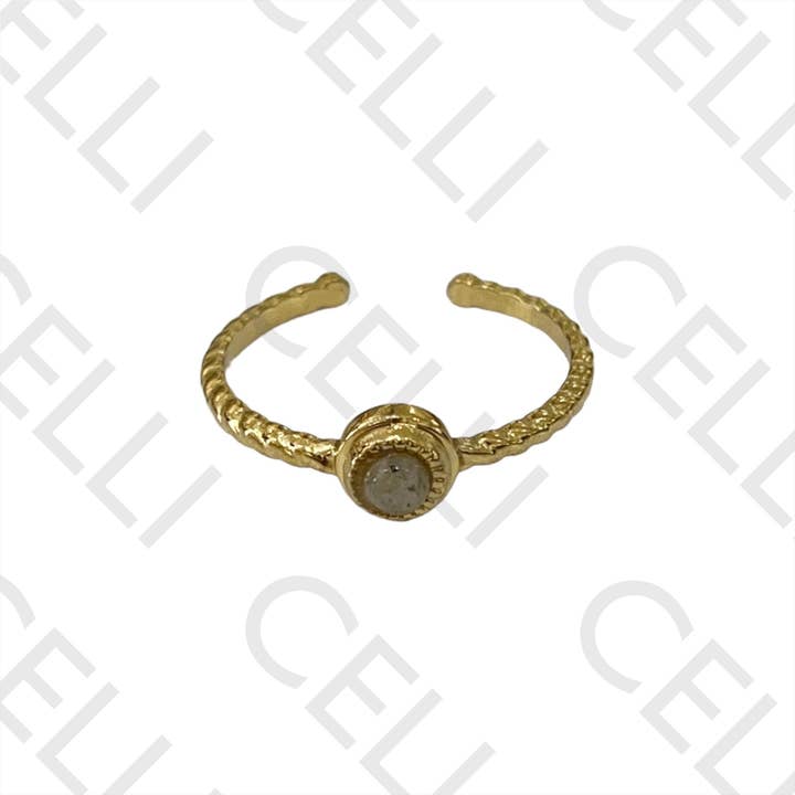 Celli Biju - Wholesale Band/Stacked Ring - Steel Ring - with natural stone5