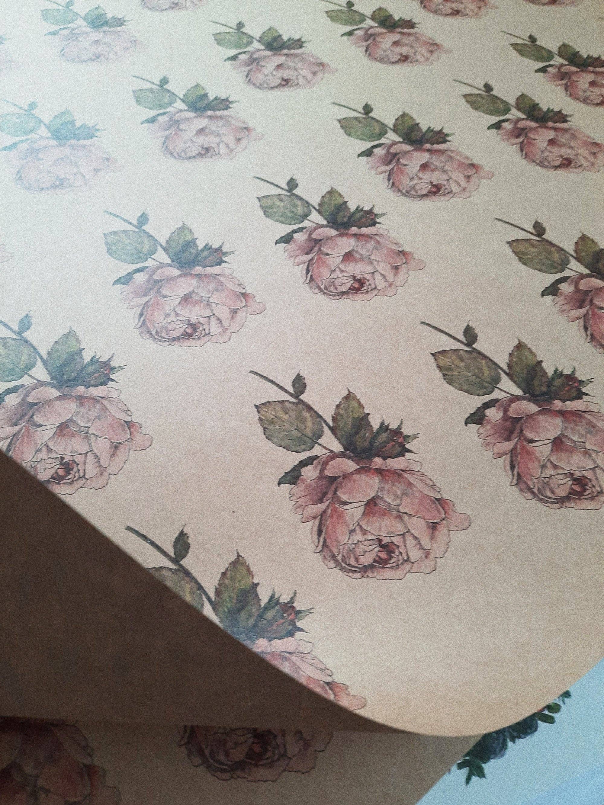 MyDesignPictures - Vente Feuille de papier cadeau - Papier d'emballage vintage en papier kraft rose2