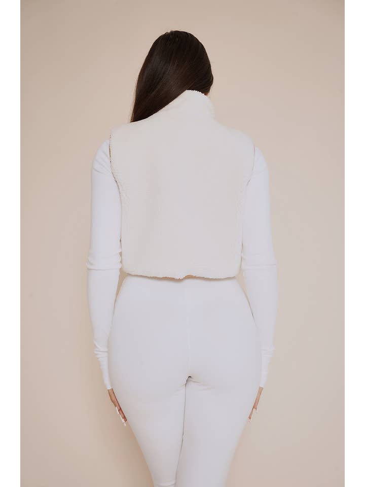 No Vacancy - Wholesale Outerwear Vest - Women's - Boucle cropped high neck vest10