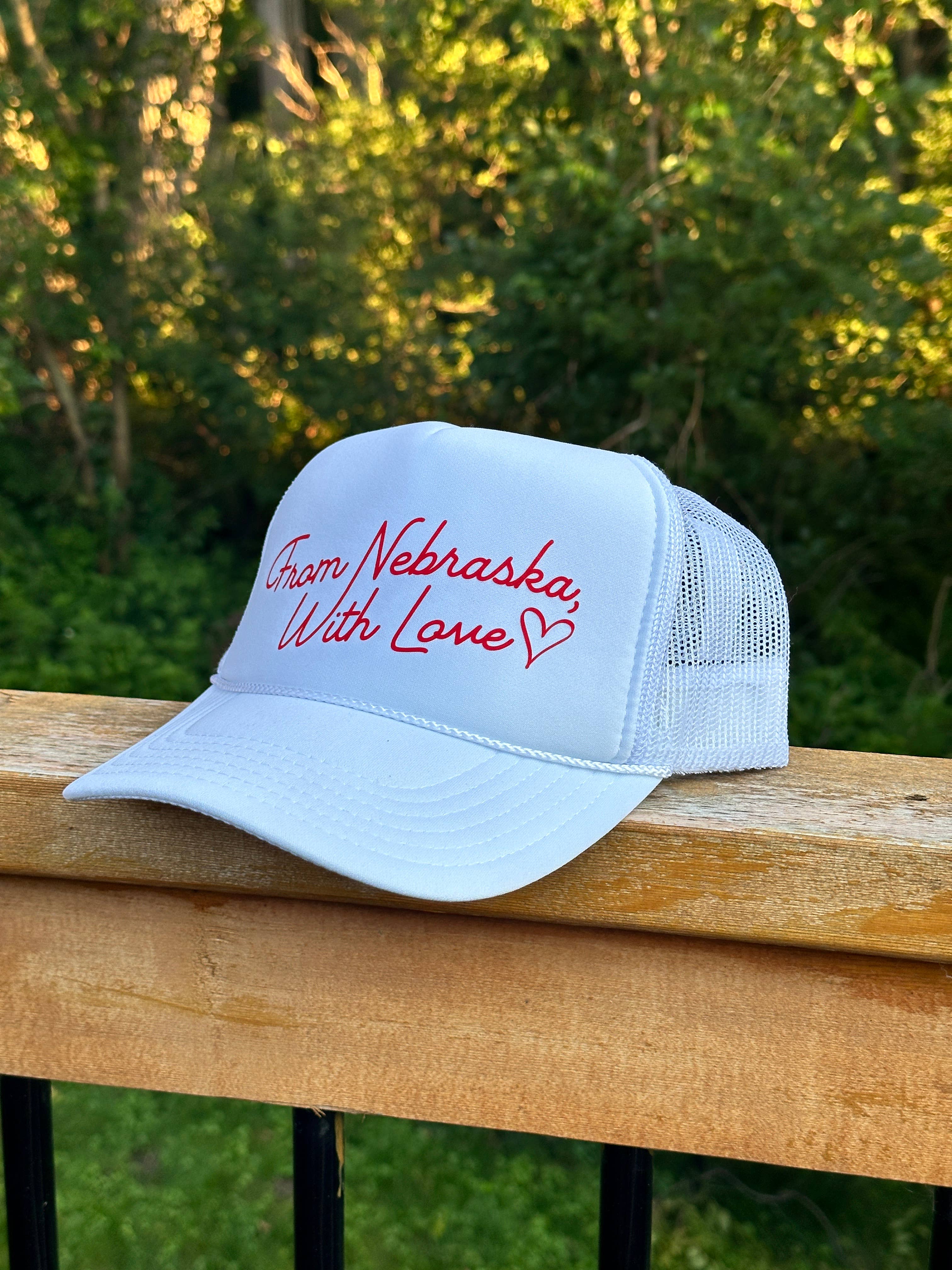 From Nebraska With Love Trucker Hat for wholesale by The Cold Hearted Collective