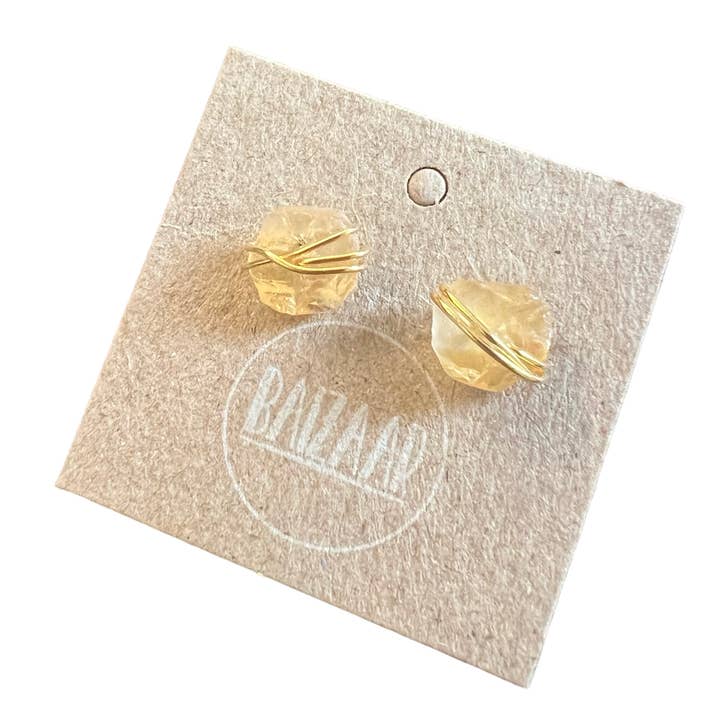 Baizaar - Venta al por mayor Pendientes de botón/aretes de poste - Pendientes de botón de piedra en bruto envuelta - ¡Un regalo estupendo!4