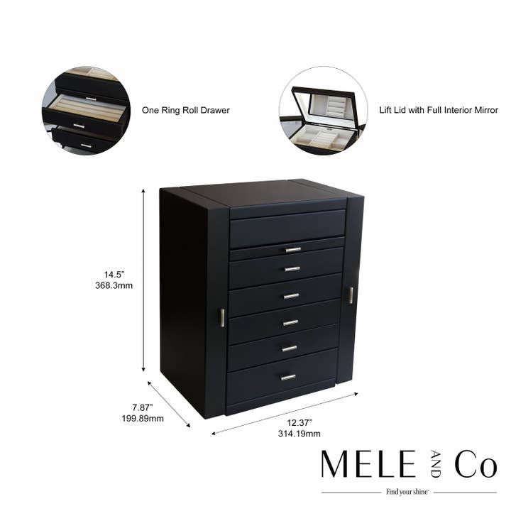 Mele and Co - Wholesale Jewelry Box/Organizer - Mele and Co Geneva Large Wooden Jewelry Box in Java Finish