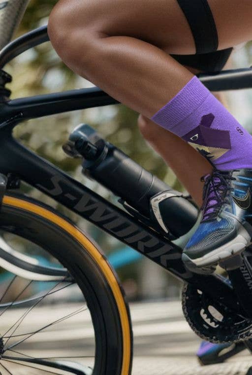 Purple Bear Socks | Semibold Lavender Bear Athleisure Crew Socks for wholesale on Faire4